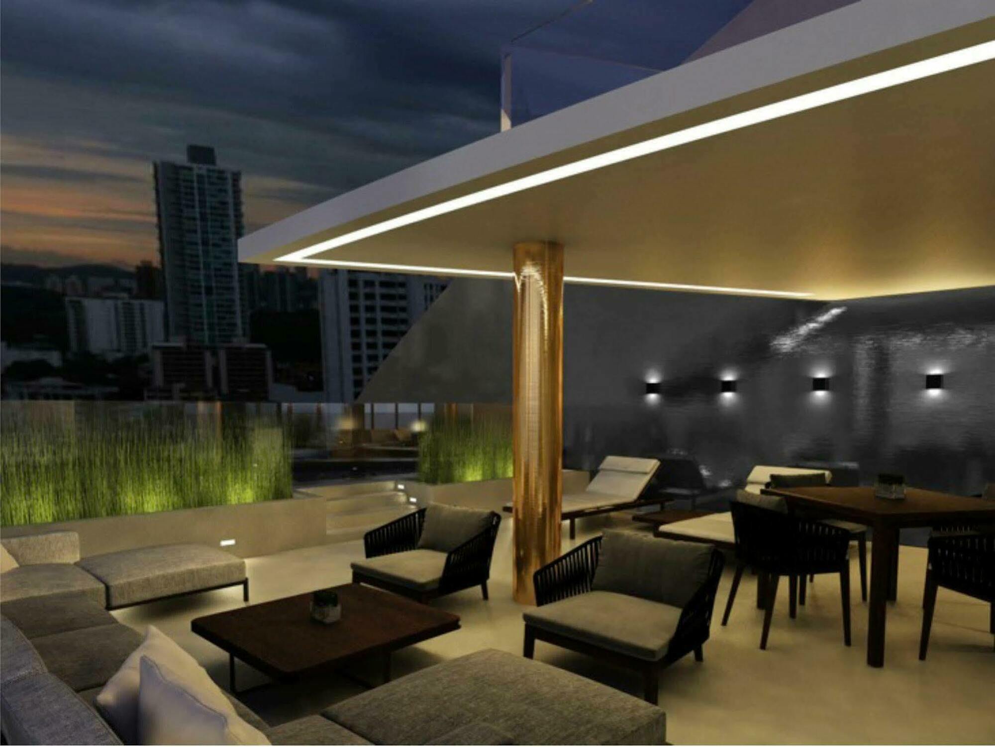 Hotel Las Americas Golden Tower Panama Exteriér fotografie 3D rendering of a rooftop terrace